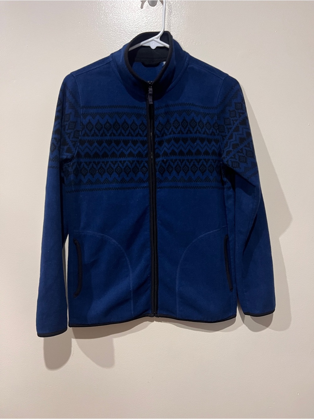 UNIQLO Blue Fair Isle Nordic Full Zip Fleece Jacket Adult Small